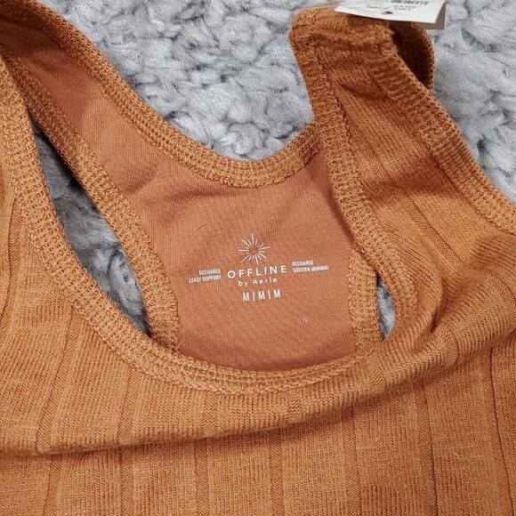 Aerie Offline Recharge Soft Lounge Brown Orange Racerback Sports Bra Size Medium - Picture 3 of 5
